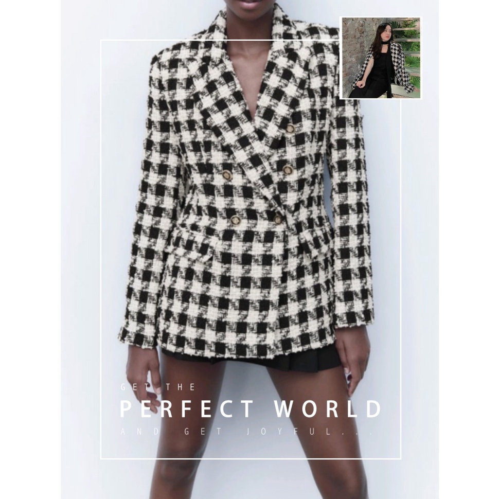 (Hàng Đẹp)Ảnh thật 5 hình cuối-HC488.Áo blazer dạ Tweed thời trang phong cách Âu Mỹ kiểu Zar sang chảnh(4 mẫu)