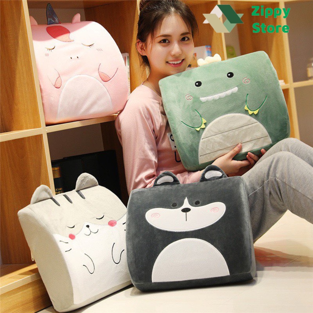 Bộ gối chăn tựa lưng văn phòng hình thú dễ thương BINNIECUTE cao cấp