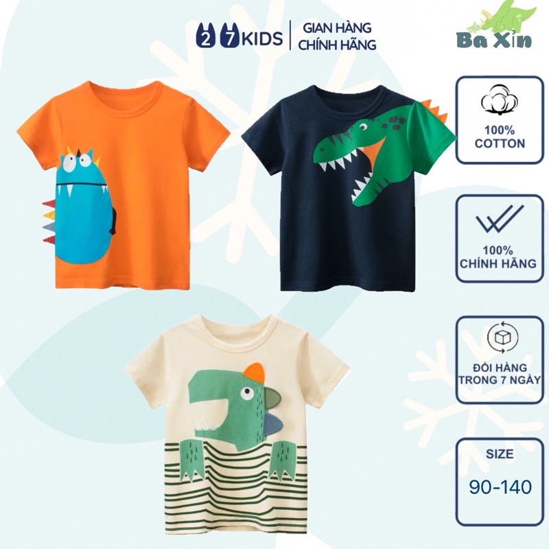 (10-35KG) BST XUÂN HÈ ÁO THUN COTTON NGẮN TAY MAY 3D XUẤT ÂU MỸ SIZE ĐẠI CHO BÉ TRAI TỪ 2 ĐẾN 8 TUỔI|27KIDS CHÍNH HÃNG
