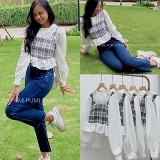 Áo BBD tay dài xoè phối dạ có khoá kéo lưng freesize Pumi