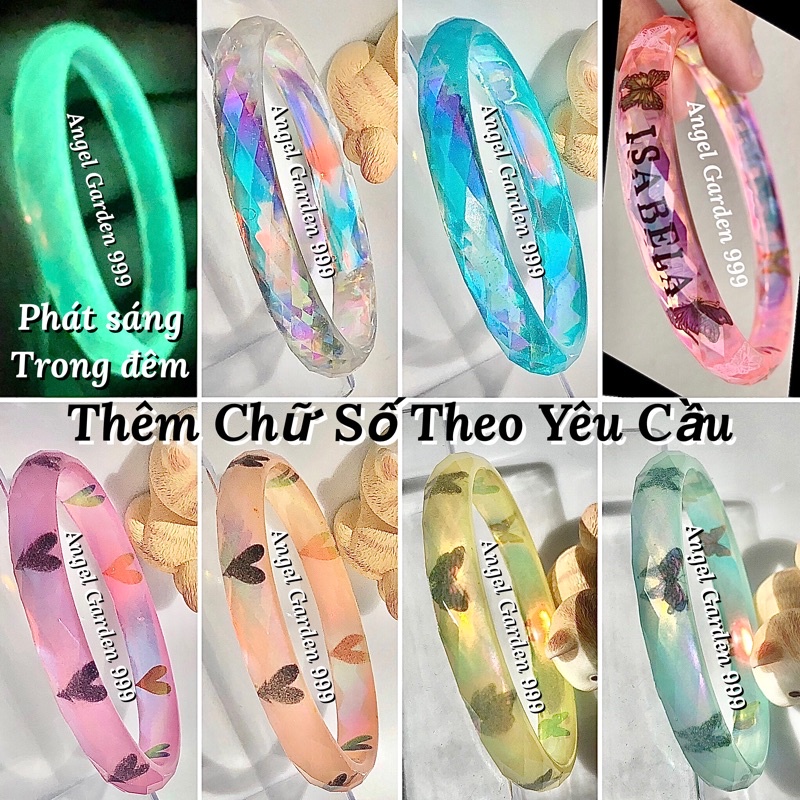 Vòng Tay Phát Sáng Hologram Cầu Vồng Theo Yêu Cầu Không Bể Thêm Tên Ngày Sinh Handmade Cổ Trang Bánh Bèo Tiểu Thư