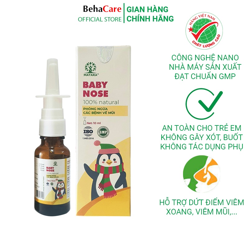 Xịt mũi trẻ em Matara Baby Nose lọ thủy tinh 15ml an toàn cho bé, không gây xót, buốt ngăn ngừa các bệnh về mũi cho trẻ