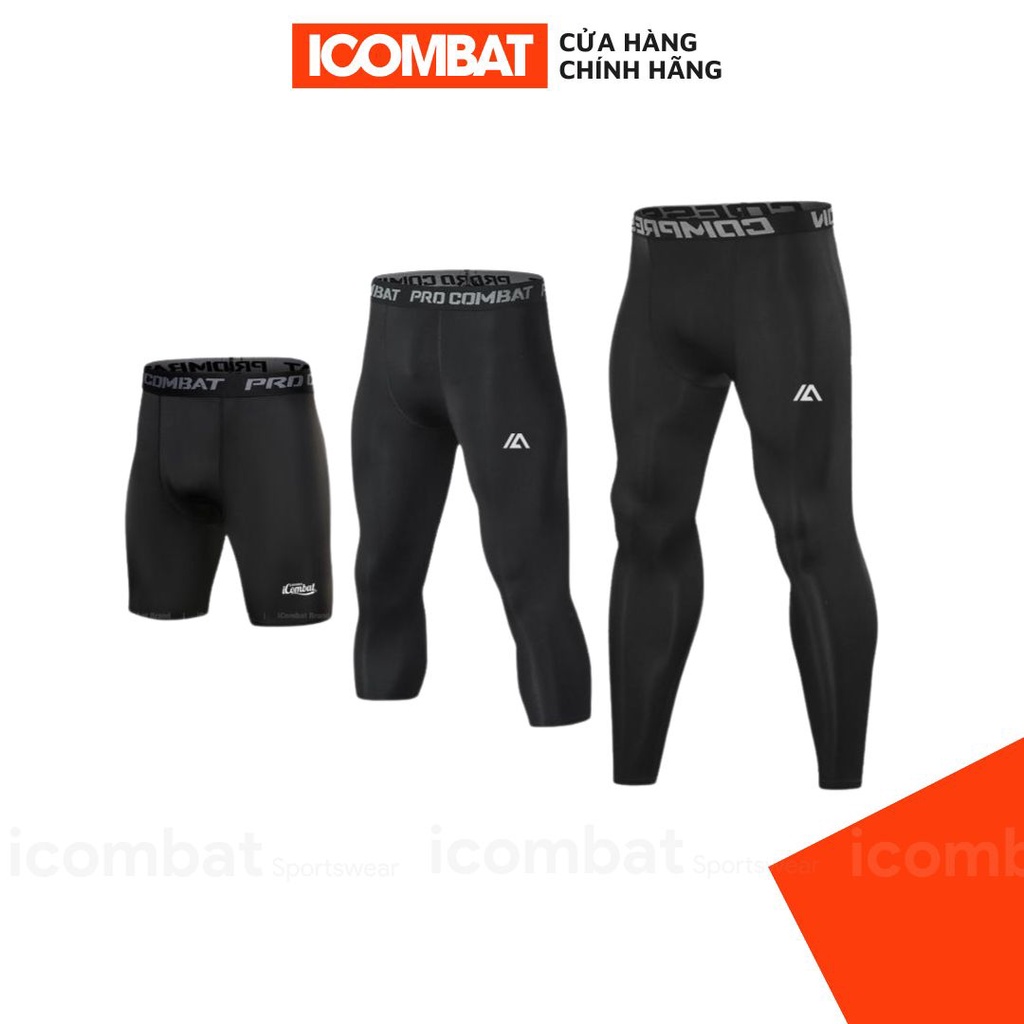 Quần legging nam combat bóng rổ quần giữ nhiệt nam đen iCombat v2
