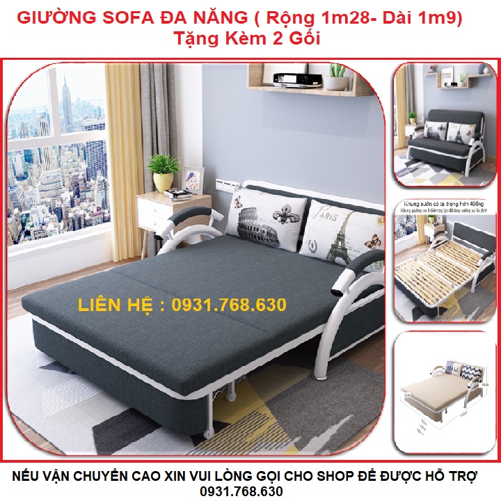 Sofa Giường gấp gọn thông minh, Giường Sofa đa năng, khung hợp kim cao cấp (tặng kèm 2 gối ôm) KT:128x190 cm