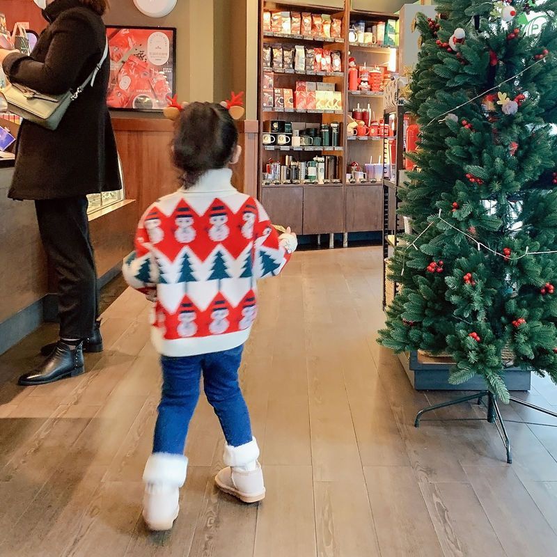 Áo Len Dày Chui Đầu Cổ Cao Phong Cách Giáng Sinh Thời Trang Mùa Đông 2022 Mới Cho Bé Gái
