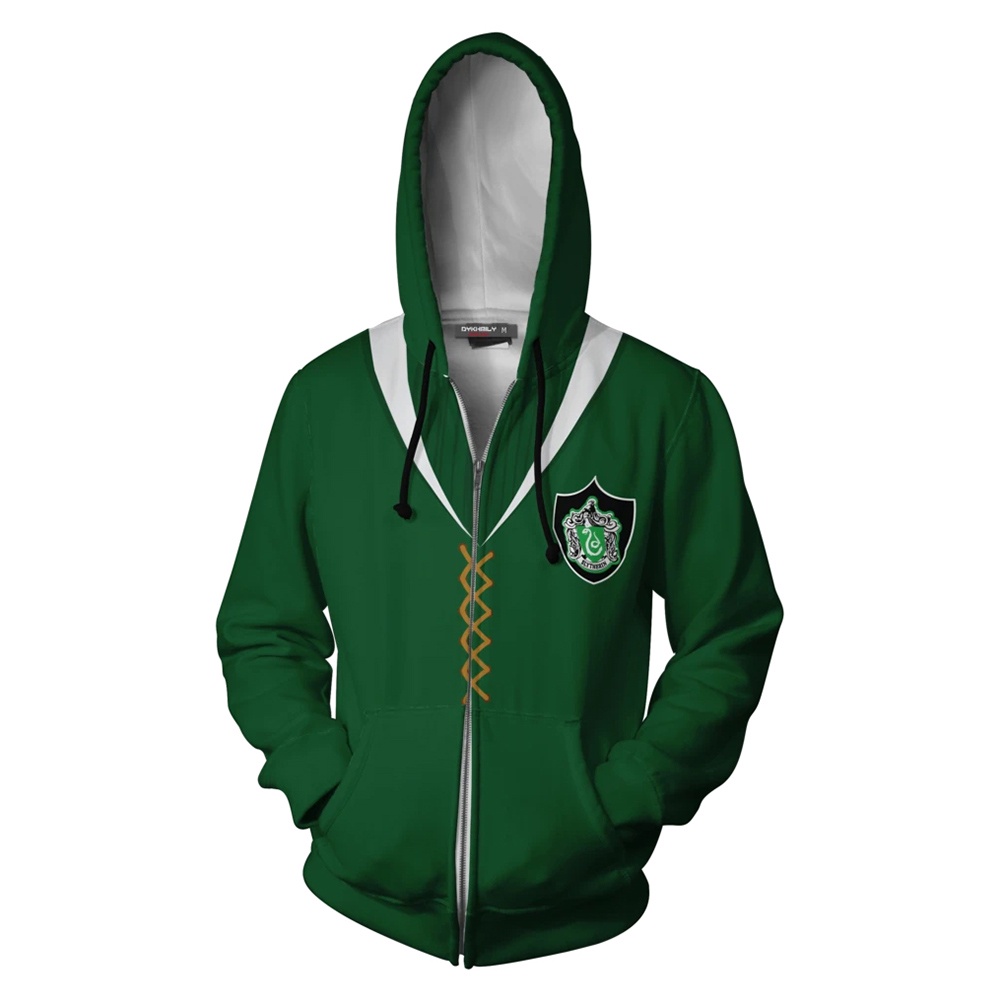 Áo Khoác Hoodie Có Khóa Kéo In Hình Slytherin 3D Thời Trang Thu Đông Cho Nam Và Nữ