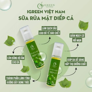 Sữa rửa mặt diếp cá igreen hỗ trợ giảm mụn dạng gel - sữa rửa mặt diếp cá igreen