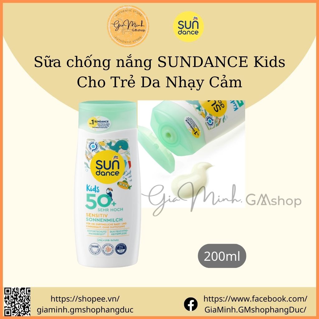Sữa Chống Nắng SUNDANCE KIDS 200ml, SPF 50+, Cho Trẻ Em và Cả Gia Đình- Nội Địa ĐỨC