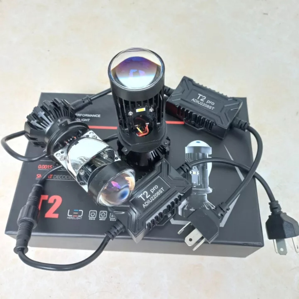 Đèn Pha Led T2 Chính hãng Siêu Sáng 47W Có Cost - Pha Chân H4 Gắn Xe Máy, Oto Bảo hành 12 Tháng