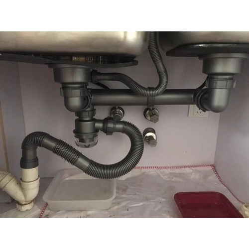 Xiphong chậu rửa bát, bồn rửa chén Inox, 2 bầu thu nước đường kính 11cm, cốc hiện đại cao 8cm