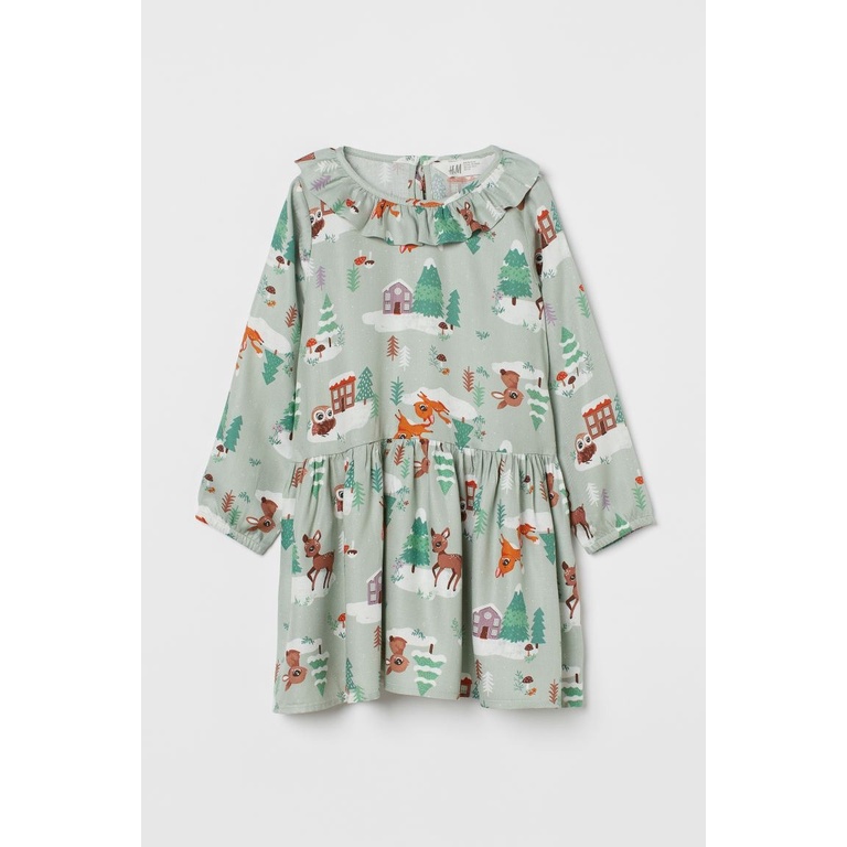 Váy dài tay unicorn xanh HM H&M_hàng chính hãng authentic