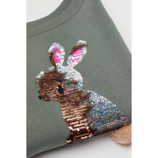 Áo nỉ/nỉ có mũ kim sa lật hình pony/thỏ