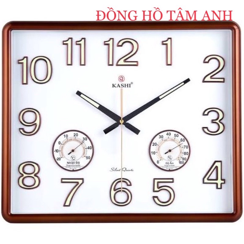 [ Hàng chính hãng ] Đồng hồ treo tường HM404 Kashi mặt số dạ Quang sáng có nhiệt kế