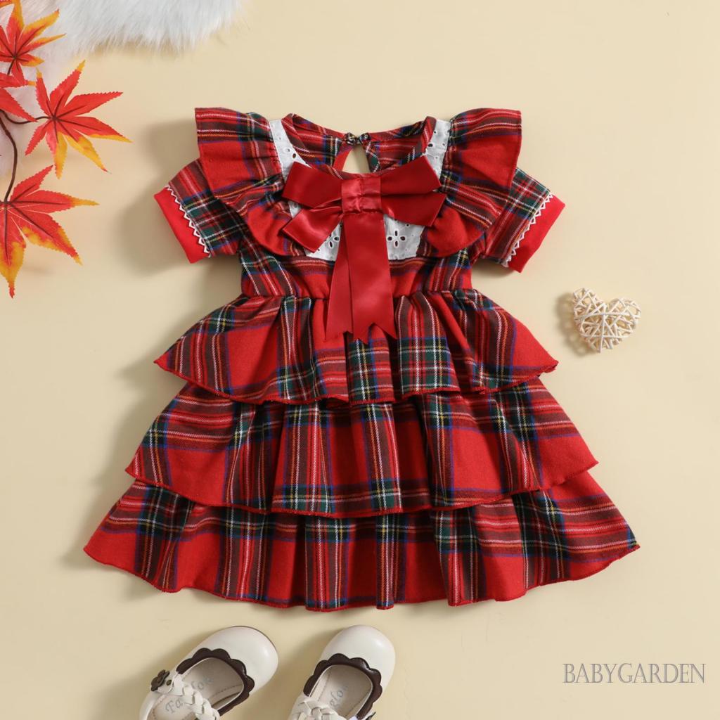 Đầm Tay Ngắn Cổ Thuyền Viền Ren Họa Tiết Kẻ Sọc Phối Bèo Dễ Thương Thời Trang Mùa Hè Cho Bé Gái 6 Tháng-4 Tuổi