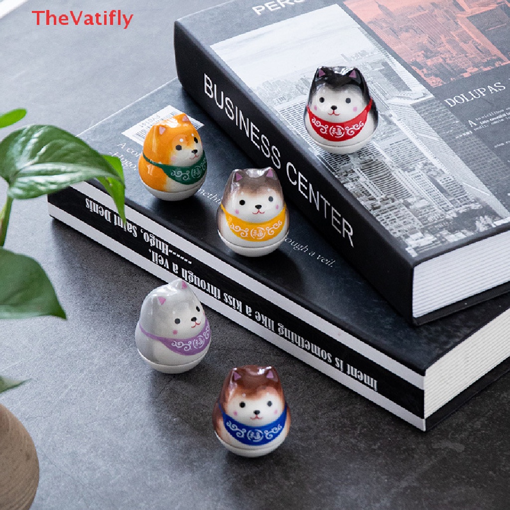 [Thevalifly] Tượng Trang Trí Hình Con Chó Hoạt Hình Bằng Gốm Phong Cách Nhật Bản