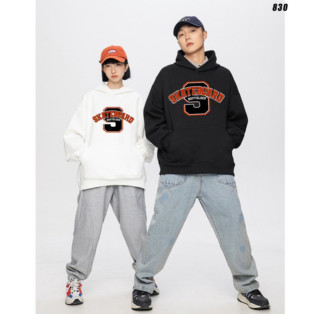 Áo Hoodie Unisex Nỉ Bông Oversize HY KOREA In Chữ S