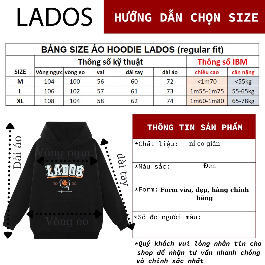 Áo hoodie nam nữ unisex nỉ dày dặn in họa hình LADOS - 9116 thời trang, form rộng phong cách