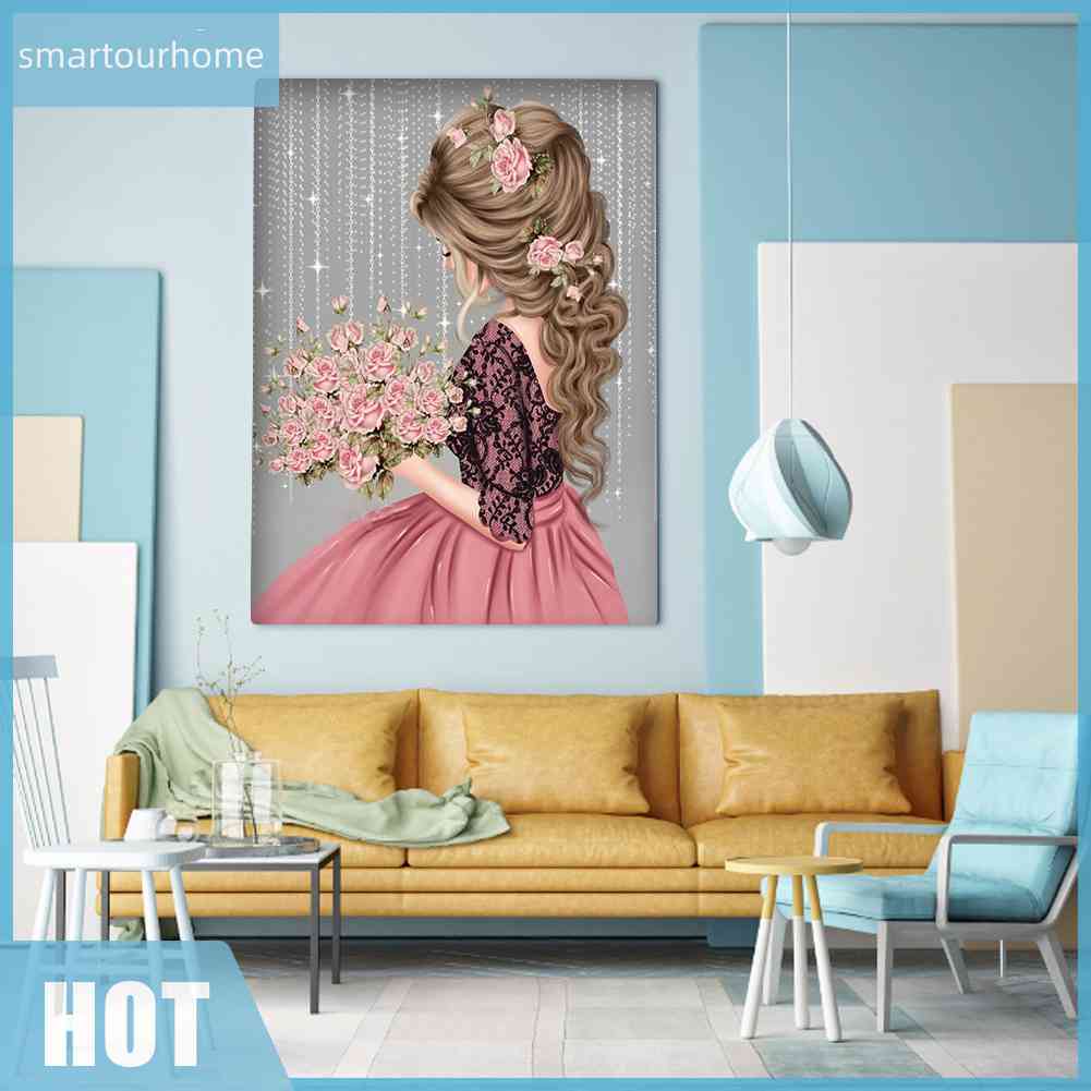 Tranh Đính Đá Treo Tường Hình Cô Gái Mới