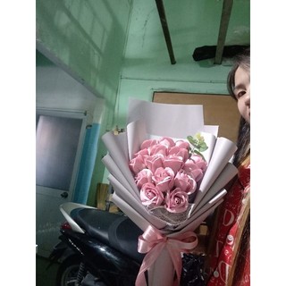 Bó hoa hồng sáp tông nude 15 bông
