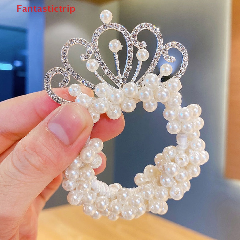 Dây Cột Tóc Cao Su Hình Vương Miện Đính Hạt Phong Cách Hàn Quốc Mới Cho Bé Gái