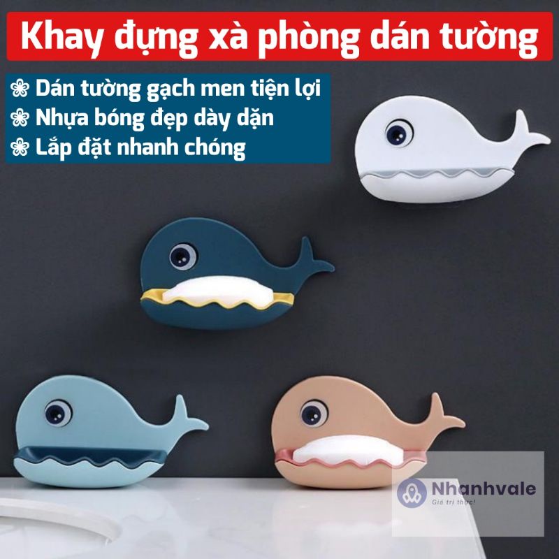 Khay đựng xà bông dán tường hình cá voi dễ thương