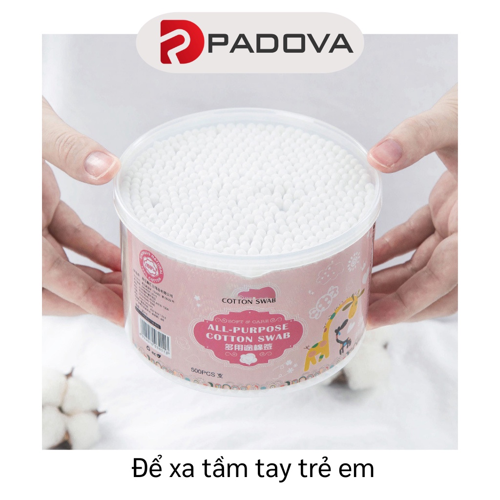 Hộp Tăm Bông Ngoáy Tai 2 Đầu Dành Cho Người Lớn Mềm Mại PADOVA 5800