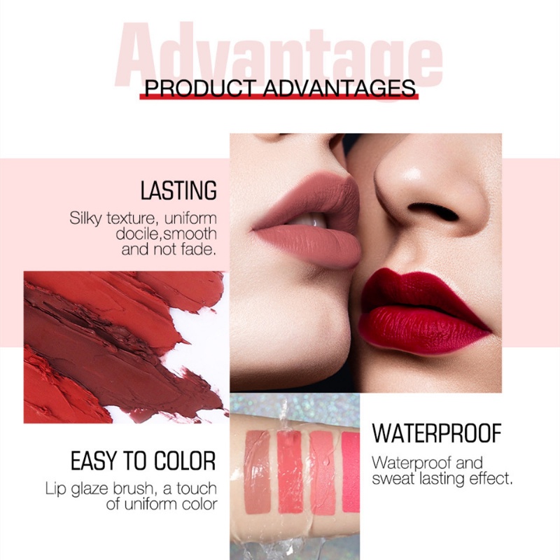 Son Lì Hai Đầu 2 Trong 1 Chống Nước Lâu Trôi Dưỡng Ẩm 12 Màu Sắc Tùy Chọn