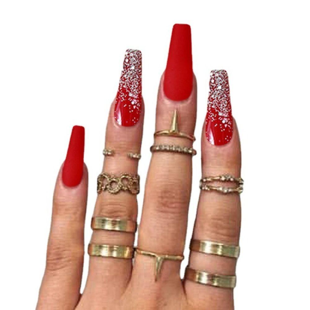 Bộ 24 Móng Tay Giả Dạng Nhấn Có Thể Tháo Rời Màu Sắc Trơn DIY