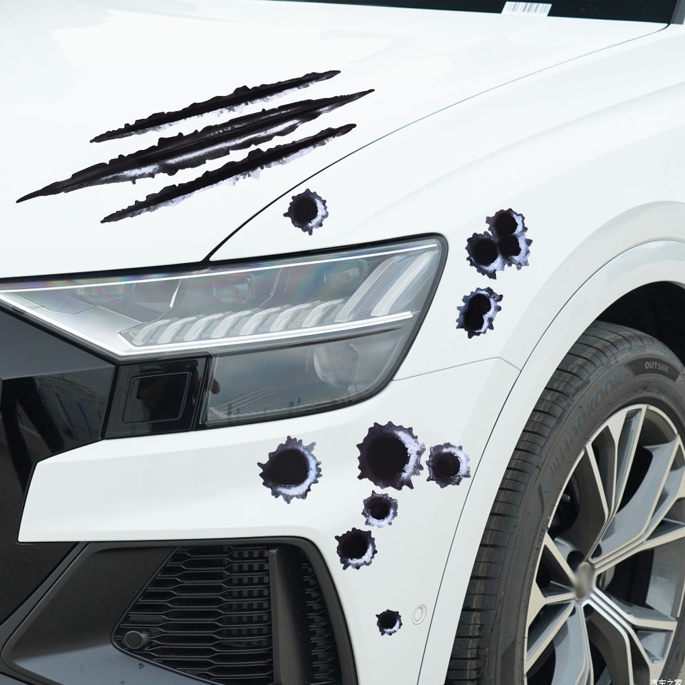Sticker Tự Dính Họa Tiết Lỗ Đạn Giả Trang Trí Xe Hơi