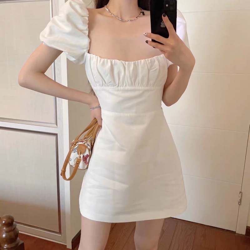 Đầm Zara Tay Phồng Hở Lưng Cột Dây