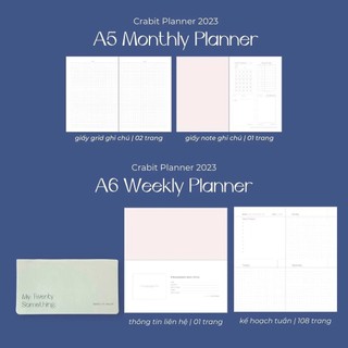 Sổ PLANNER CRABIT 2023 - Combo 2 Sổ Monthly Planner A5 và Weekly Planner A6