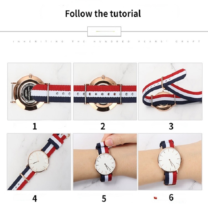 Dây Đeo Đồng Hồ 18mm 20mm 36mm Bằng Nylon Khóa Cài Màu Vàng Hồng Cho daniel wellington