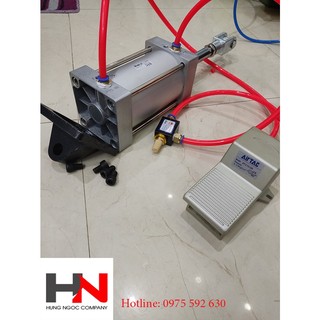 Bộ đột dập dùng khí nén ( 1 xi lanh + bàn đạp + van xả + phụ kiện kèm )