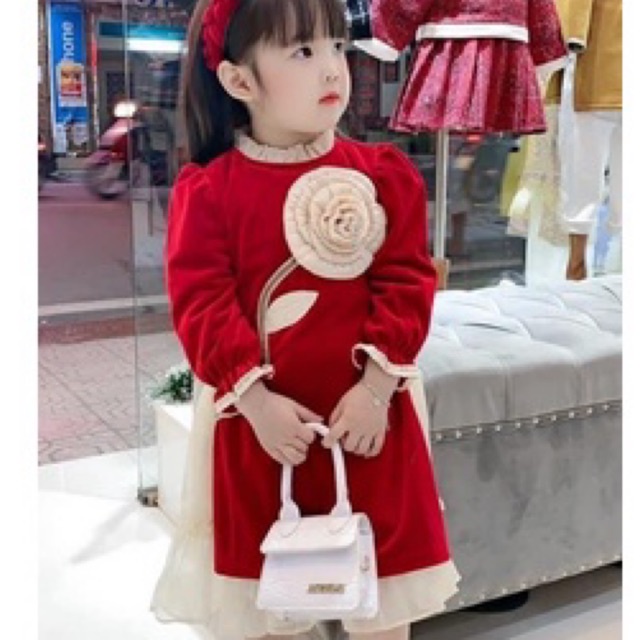 Áo dài NHUNG đính hoa 3D đá cao cấp 10-22kg