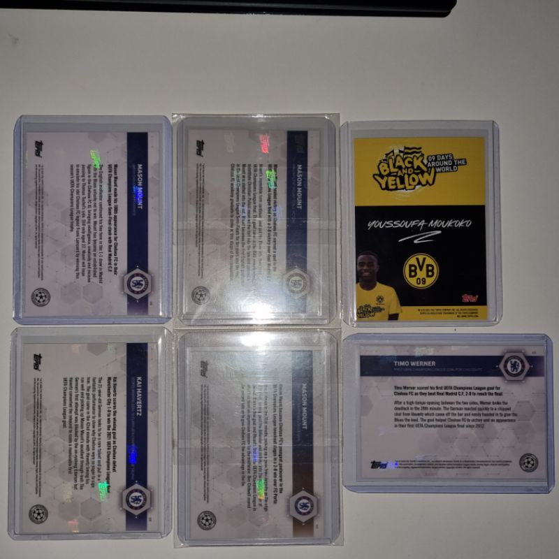 Thẻ cầu thủ bóng đá topps now Chelsea/Dortmund Mason Mount, Kai Havertz, Timo Werner, Moukoko