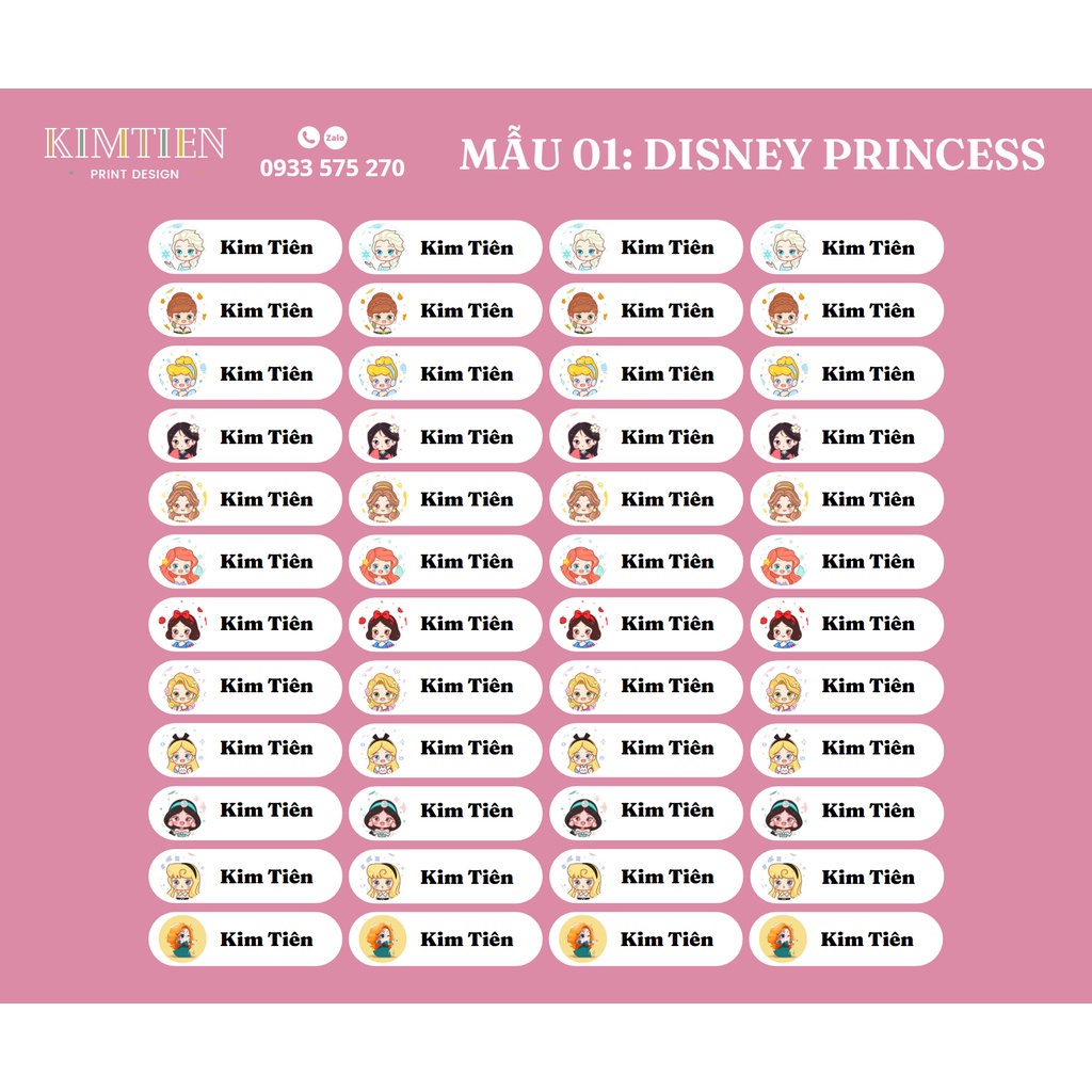 Set 96 tem dán dụng cụ học tập cho bé 1x3,5cm