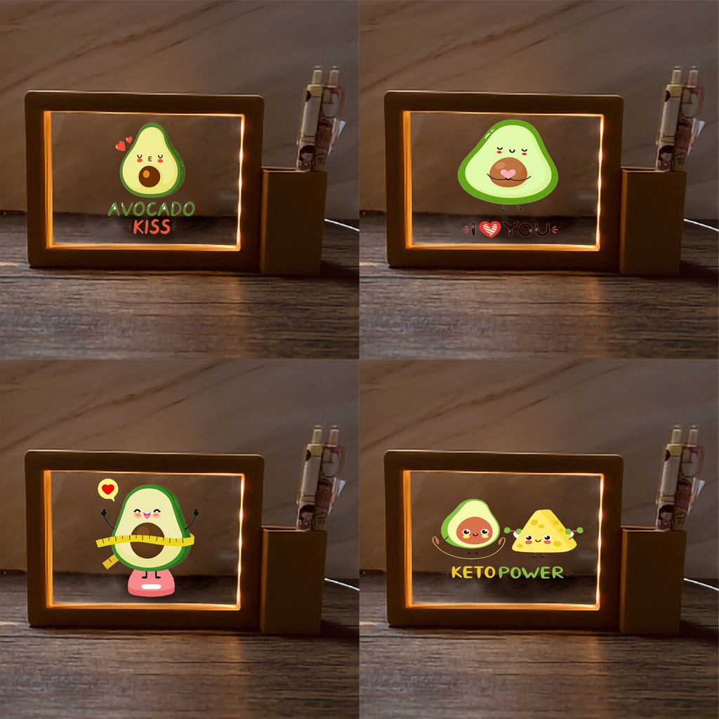 Đèn Led kèm cắm bút quả bơ DLCB11 avocado Đèn Ngủ 3D Sáng Tạo cute dễ thương décor vintage