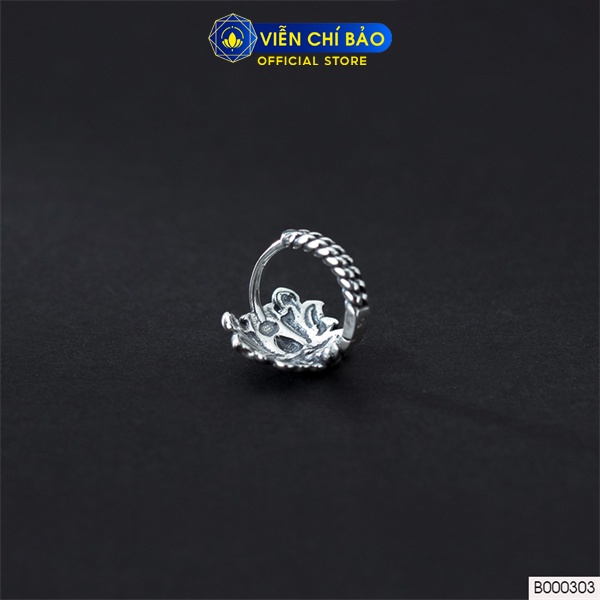 Bông tai bạc nữ hoa sen cổ điển chất liệu bạc Thái 925 thời trang phụ kiện trang sức Viễn Chí Bảo B000303