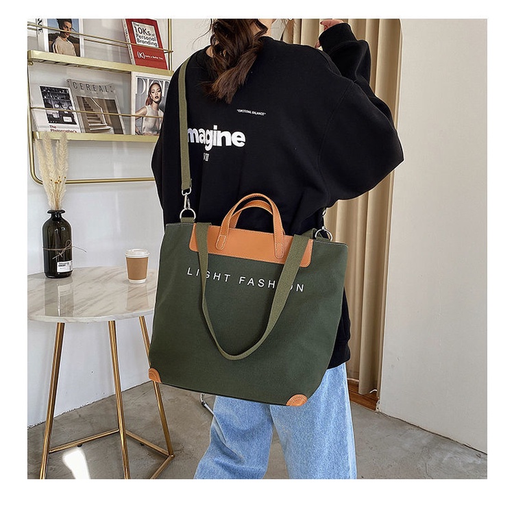 Mischa Túi canvas Đeo Chéo In Chữ Phong Cách retro Thời Trang Cho Nữ