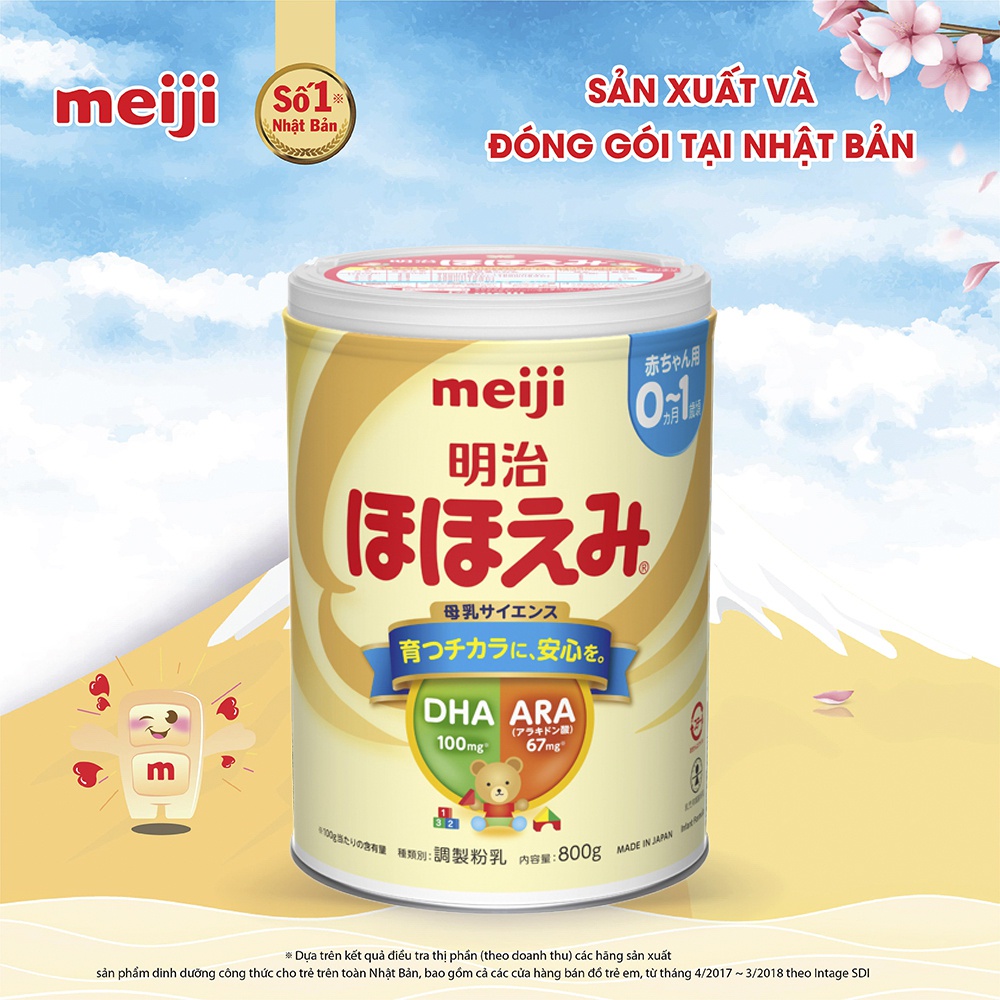 Sữa Meiji nội địa Hohoemi cho bé 0-1 tuổi 800g