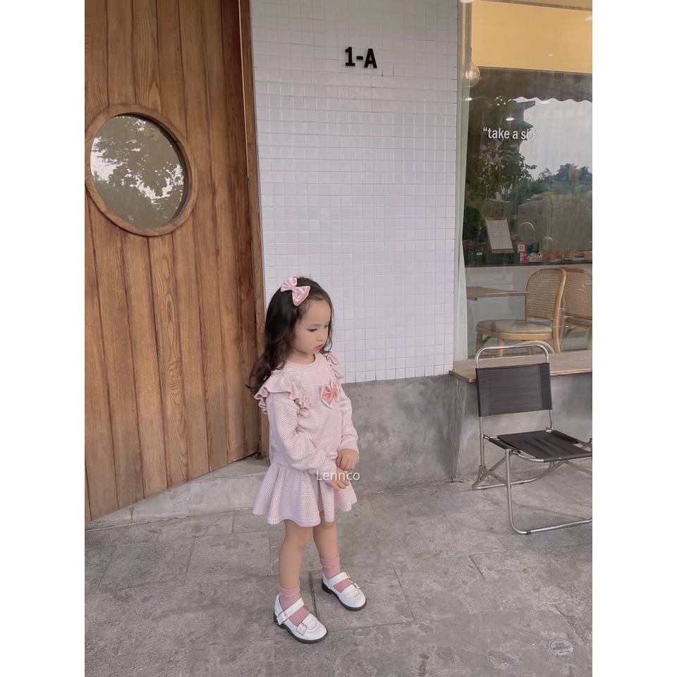 Set bộ nỉ Lennco nơ ngực cho bé gái