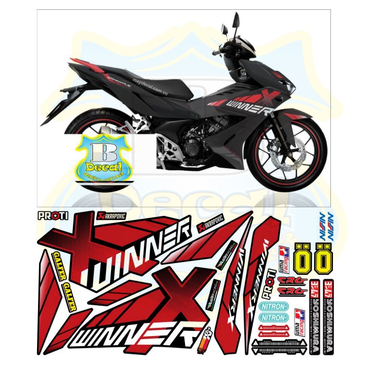 DECAL PVC 5 LỚP CHẤT LƯỢNG CAO Tem rời winner X đen nhám
