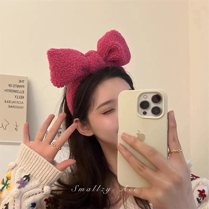 Băng đô cài tóc nơ màu hồng bờm tóc nơ cute MINIGIRL B2