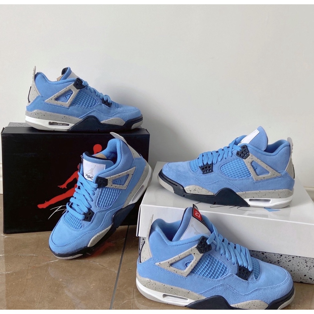 Giày Thể Thao Nike Air Jordan 4 Phối Lưới Thoáng Mát Cá Tính Cho Nam Nữ