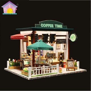 Mô hình nhà gỗ DIY Tiệm Cafe (đã bao gồm mica che bụi)