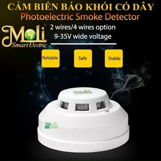 Đầu báo khói có dây moli - kết nối trung tâm báo cháy
