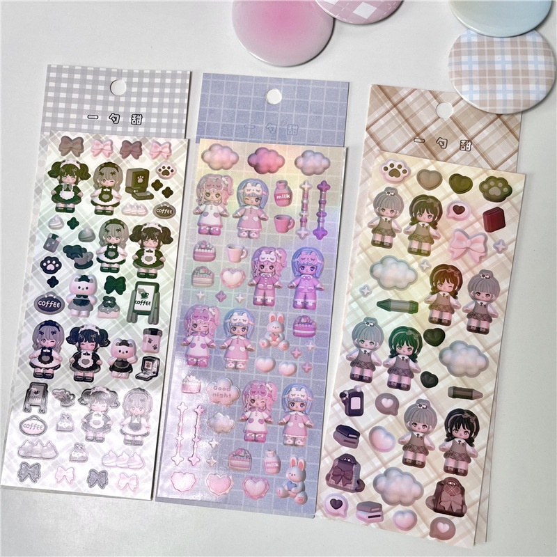 Miếng Dán Trang Trí Hình Búp Bê goo ka Dễ Thương