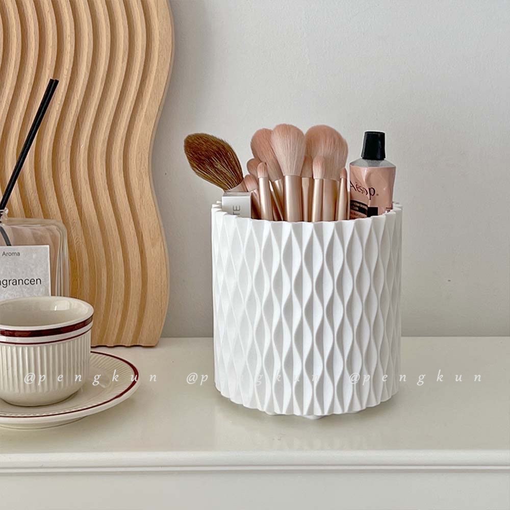Xô Đựng Cọ Trang Điểm / Bút Trang Điểm Sức Chứa Lớn Màu Trắng Kiểu Xoay Được Đơn Giản