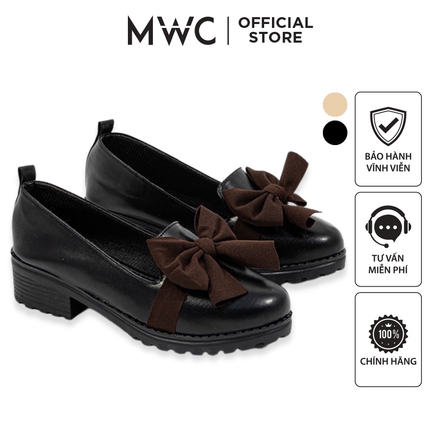 Giày MWC 9607 - Giày Oxford Đế 3CM, Oxford Da Đính Nơ Phong Cách Ulzzang Hàn Quốc