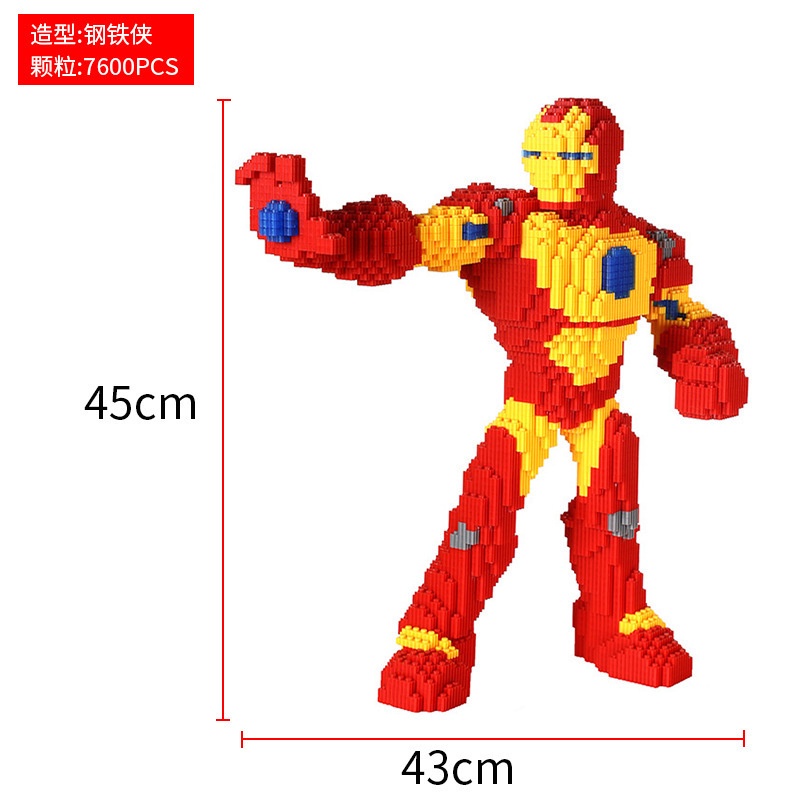 Mô hình lắp ráp nhân vật hoạt hình siêu anh hùng người nhện, captain, người sắt cỡ lớn 45cm fullbox nhựa ABS an toàn